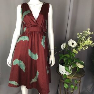 MARC JACOBS maroon feather print dress